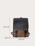 Two Tone Buckle Decor Flap Backpack