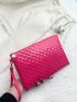 Quilted Artificial Patent Leather Square Bag With Wristlet