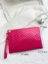 Quilted Artificial Patent Leather Square Bag With Wristlet