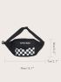 Checkered & Letter Graphic Fanny Pack Without Bag Charm