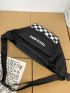 Checkered & Letter Graphic Fanny Pack Without Bag Charm