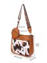 Cow Pattern Square Bag With Coin Purse