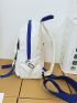 Letter Patch Decor Sling Bag With Bag Charm