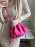 Mini Neon Pink Drawstring Design Bucket Bag