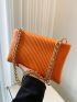 Neon Orange Embossed Chain Square Bag