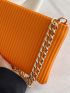 Neon Orange Embossed Chain Square Bag