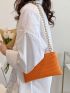 Neon Orange Embossed Chain Square Bag