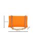 Neon Orange Embossed Chain Square Bag