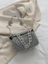 Mini Rhinestone Decor Chain Bucket Bag