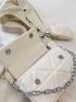 Quilted Chain Decor Square Bag With Purse