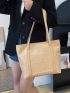 Minimalist Geometric Embossed Shoulder Tote Bag