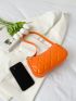 Neon Orange Quilted Baguette Bag