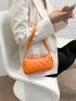 Neon Orange Quilted Baguette Bag