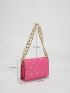 Mini Heart Quilted Flap Chain Square Bag