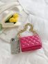 Mini Heart Quilted Flap Chain Square Bag