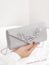 Glitter Rhinestone Decor Flap Chain Square Bag