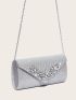 Glitter Rhinestone Decor Flap Chain Square Bag