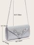 Glitter Rhinestone Decor Flap Chain Square Bag