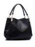 Solid Croc Embossed Shoulder Tote Bag