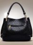 Solid Croc Embossed Shoulder Tote Bag