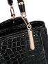 Solid Croc Embossed Shoulder Tote Bag