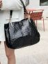 Solid Croc Embossed Shoulder Tote Bag