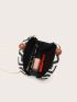 Mini Chevron Pattern Kiss Lock Chain Straw Bag