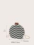 Mini Chevron Pattern Kiss Lock Chain Straw Bag