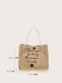 Mini Slogan Graphic Satchel Bag