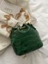 Mini Crocodile Embossed Drawstring Design Chain Bucket Bag