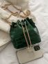 Mini Crocodile Embossed Drawstring Design Chain Bucket Bag