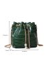 Mini Crocodile Embossed Drawstring Design Chain Bucket Bag