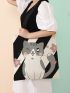 Cartoon Kitty Graphic Shopper Bag