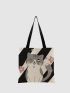 Cartoon Kitty Graphic Shopper Bag