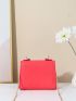 Mini Neon-Pink Snakeskin Embossed Chain Decor Flap Square Bag