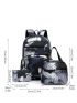 3pcs Brush Pattern Functional Backpack Set