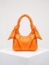 Neon Orange Knot Decor Ruched Bag