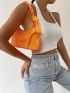 Neon Orange Knot Decor Ruched Bag