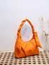 Neon Orange Knot Decor Ruched Bag