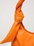 Neon Orange Knot Decor Ruched Bag