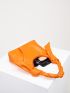 Neon Orange Knot Decor Ruched Bag