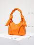 Neon Orange Knot Decor Ruched Bag