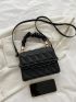 Mini Quilted Chain Decor Flap Square Bag