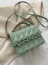 Mini Chain Decor Quilted Top Handle Flap Square Bag