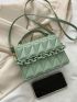 Mini Chain Decor Quilted Top Handle Flap Square Bag