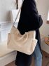 Patched Pocket Canvas Shopper Bag