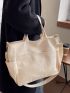 Patched Pocket Canvas Shopper Bag