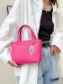 Mini Neon Pink Square Bag With Bag Charm