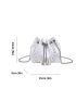 Mini Litchi Embossed Faux Pearl Decor Drawstring Design Bucket Bag