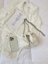 Mini Litchi Embossed Faux Pearl Decor Drawstring Design Bucket Bag